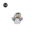 G23 Titan niedliche Katzenpfote Labret Piercing Schmuck mit buntem synthetischem Opal. - 1,2 x 6 mm Stab / M0,9-Gewinde / Künstlicher Opal (OP534)
