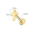 Goldener 316L Edelstahl Kreuz Labret Stecker Body Piercing Schmuck 1.2x6/8mm Ohrring - Kreuz Stil / 1.2*10mm / Gold