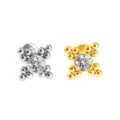 Edelstahl Zirkonia Kristall Cluster Labret Stecker Piercing Körperschmuck für Ohren Lippen - NO 22 Eingelegtes Strass Kreuz Perlen Cluster Stil / 1.2*6mm / Silber