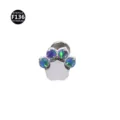 ASTM F136 Titan Opal Katzenpfote Labret Piercing Stecker Koerperschmuck Hypoallergen - Katzenpfote-Stil (M1770) / 1,2 x 6 mm Stab / M0,9-Gewinde / Blaugrüner Irisierender Künstlicher Opal (OP541)