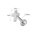 Edelstahl Kreuz Labret Piercing Stecker Körperschmuck 1.2x8mm 4x6mm Größe langlebig - Kreuz Stil / 1.2*10mm / Silber