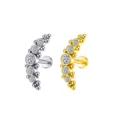 Edelstahl Labret Piercing Stecker Innengewinde Zirkon Kristall Cluster Ohrschmuck - NO 24 Gebogenes Strass-Reihen-Stil / 1.2*6mm / Silber