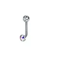 Gioiello per piercing corpo in titanio 14G bilanciere curvo con cristalli ombelico - 1.6*11*5mm / AB con Zirconia Bianca