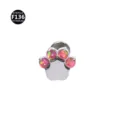 Titan Katzentatze Labret Piercing, Rosa Opal Eingelegt Körperschmuck, Süße Ohrringe - Katzenpfote-Stil (M1770) / 1,2 x 6 mm Stab / M0,9-Gewinde / Rosa Irisierender Künstlicher Opal (OP540)