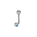 Anello per piercing corpo bilanciere curvo in titanio 14G con pietre di cristallo. - 1.6*11*5mm / Blu Mare con Zirconia Bianca