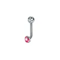 Gioiello per piercing curvo in titanio con pietre di zirconio cubico trasparenti e rosa. - 1.6*11*5mm / Rosa con Zirconia Bianca