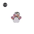 ASTM F136 Titan Katzenpfote Labret Piercing Stecker mit rosa Opal Körperschmuck - Katzenpfote-Stil (M1770) / 1,2 x 6 mm Stab / M0,9-Gewinde / Rosa Künstlicher Opal (OP517)