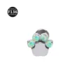 G23 Titan Katzenpfote Labret Lippenpiercing mit bunten Opalsteinen Körperschmuck - Katzenpfote-Stil (M1770) / 1,2 x 6 mm Stab / M0,9-Gewinde / Mehrfarbiger Künstlicher Opal (OP03)