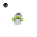 Titan Katzenpfote Labret Piercing mit gruenen Synthetischen Opal Steinen, Koerperschmuck. - Katzenpfote-Stil (M1770) / 1,2 x 6 mm Stab / M0,9-Gewinde / Grüner Künstlicher Opal (OP538)