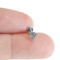Edelstahl Diamant Form Lippenring Piercingschmuck Ohrstecker 1.2mm Körperschmuck - Diamant Stil / 1.2x10mm / Silber