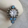 G23 titanium lichaamsieraden piercing met heldere en blauwe zirkonia cluster ontwerp. - Nr. 1 Wit Blauw / 1.2*6mm