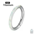 G23 titanium opal nose ring clicker hinged segment septum piercing body jewelry for women men - 1.2*6mm / OP17 Fire And Snow (Side)