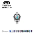 G23 titanium ASTM F136 piercing sieraad met kleurrijke opaal en schitterende zirkonia stenen. - Nr. 8 OP17 Kleurrijke Opaal / 1.2*6mm