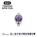 G23 Titaan Piercing Sieraden ASTM F136 Opaal Zirkonia Lip Oor Noppen Aangepaste Kleuren - Nr. 12 OP38 Kleurrijke Opaal / 1.2*6mm
