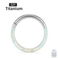 G23 titanium opal hinged segment nose ring septum clicker body piercing jewelry item - 1.2*6mm / OP17 Fire And Snow