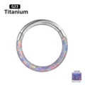 G23 Titanium Hinged Segment Ring Opal Nose Ring Cartilage Piercing Body Jewelry Detail - 1.2*6mm / OP38 Multi Lavender