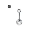 Λεπτομέρεια piercing αφρούδι από τιτάνιο G23 με λαμπερούς διαφανείς κρυστάλλους ζιρκονίου. - 1.6*6mm / Σφαίρα / Λευκό