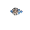 G23 titanium piercing sieraad met bruine en blauwe zirconia stenen, glanzend. - Nr. 5 Bruin en Blauw Cluster / 1.2*6mm