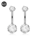 Anello per ombelico in titanio G23 14g piercing con pietre zirconi cubici trasparenti. - Barra 1,6*8 mm / Filettatura M1,2 / Rotondo bianco argento