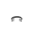 Black stainless steel horseshoe piercing ring with clear zircon stones for body jewelry. - Black + Clear Zirconia / 1.2*10mm