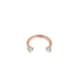 Rose gold stainless steel horseshoe circular barbell piercing ring with sparkling zircon crystals. - Rose Gold + Clear Zirconia / 1.2*10mm