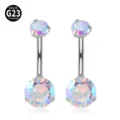 Piercing Ombelico in Titanio G23 con bellissime pietre di zircone scintillanti colorate - Barra 1,6*10 mm / Filettatura M1,2 / Rotondo argento AB