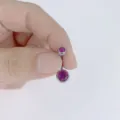 Titanium 14G double-headed zircon belly button ring, navel piercing body jewelry item. - 1.6*10*5*8mm / Rose Red