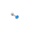 Stainless steel blue zircon ear stud body piercing jewelry minimalist cartilage earring. - 1.2x6x3mm / Silver Tone Blue Rhinestone