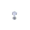Edelstahl Herz Zirkon Labret Piercing Stecker fuer Knorpel Ohrring Schmuck Weiss 3A - 1.2x6x5mm / Silber Weiß