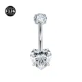 Titanium Zirconia Navel Ring Piercing Body Jewelry Crystal Fashion Style Luxury Hot - 1.6*8mm / Καρδιά / Λευκό