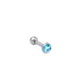 Stainless Steel Blue Zircon Ear Stud Cartilage Piercing Body Jewelry Variant Item - 1.2*6*3mm / Silver Aquamarine Rhinestone