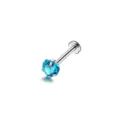 Edelstahl Herz Zirkon Labret Stecker Piercing für Knorpel Tragus Ohr Schmuck 1.2mm - 1.2x6x5mm / Silber Meeresblau