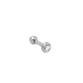 Stainless Steel Cartilage Ear Stud Clear Zirconia Labret Piercing Jewelry Variant - 1.2x6x3mm / Silver Tone White Rhinestone