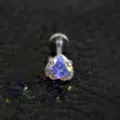 Edelstahl Herz Zirkonia Labret Stecker Piercing, bunte 3A Zirkon Ohr Knorpel Schmuck Variante. - 1.2x6x5mm / Silber AB