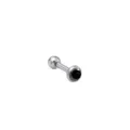 Stainless steel labret piercing stud with sparkling black cubic zirconia stone variant - 1.2*6*3mm / Silver with Black Rhinestone