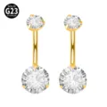 Piercing Ombelico G23 Titanio 14G Zircone Cubico Luminoso Gioiello Da Corpo Anello - Barra 1,6*12 mm / Filettatura M1,2 / Rotondo Oro-Bianco
