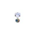 Regenbogen Edelstahl Herz Zirkonia Labret Stecker Piercing für Ohrknorpel und Tragus. - 1.2x6x5mm / Irisierendes Weiß