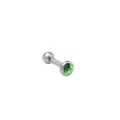 Stainless steel green zircon ear cartilage stud piercing body jewelry fashion accessory. - 1.2*6*3mm / Silver with Green Rhinestone
