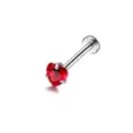 Edelstahl rotes Herz Zirkon Labret Stecker Piercing Schmuck für Ohr Knorpel Helix. - 1.2x6x5mm / Silber Rot