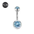 Titanium 14G Navel Piercing Ring with Light Blue Zirconia Stones, Sterile Body Jewelry SKU - 1.6*10*5*8mm / Light Blue
