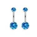 Piercing Per Ombelico In Titanio G23 14G Con Zircone Blu Gioiello Per Corpo - Barra 1,6*6 mm / Filettatura M1,2 / Tondo argento acquamarina