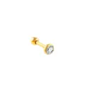 3-5mm Zircon Ear Studs Stainless Steel Cartilage Piercing Body Jewelry for Women and Men - 1.2*6*3mm / Gold White Zirconia