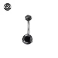 Anello per ombelico in titanio G23 14G con zircone nero filettatura interna piercing - Barra 1,6*12 mm / Nero argento