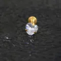 Edelstahl Herz Zirkonia Labret Stecker 1.2mm Knorpel Piercing Körperschmuck Schmuckstück - 1.2x6x5mm / Gold Weiß