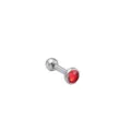 Stainless steel barbell ear stud featuring red zircon, stylish minimalist piercing jewelry. - 1.2*6*3mm / Silver Red