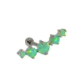 316L stainless steel curved barbell piercing jewelry featuring green opal ear stud. - 1.2*6mm / Green