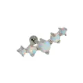 Detaillierte Ansicht des geschwungenen Opal Cluster Ohrknorpel Piercing aus Edelstahl. - 1.2*6mm / Weiß