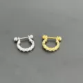 Edelstahl Barbell Knorpel Piercing Ohrringe mit funkelnden kleinen Kristallsteinen Detail. - Stil NO 2 (Silber)
