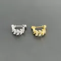Edelstahl 0.8x8mm Barbell Strass Ohrklemme Knorpel Piercing Schmuck Detailansicht. - Stil NO 4 (Gold)