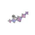 Detailansicht eines gebogenen Knorpelpiercings aus Edelstahl mit leuchtenden Opalen. - 1.2*6mm / bunt